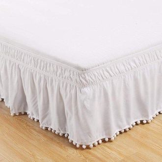 OEM Falda De Cama, Opaca, El&aacute;stica Y F&aacute;cilmente Ajustable, Con Volantes (blanca, 137 Cm X 190 Cm)
