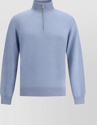 Brunello Cucinelli cashmere ribbed half-zip high-neck sweater