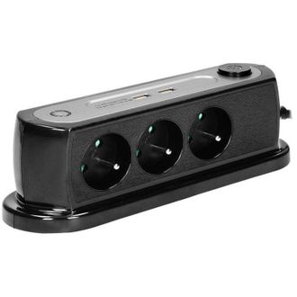 OEM Regleta De Sobremesa 3x2p+z, Cargador 2xusb Or-ae-13190/b Negra