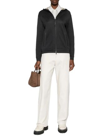 Brunello Cucinelli Silk-Blend Hoodie - Gray