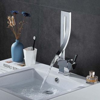 OEM Grifo De Lavabo De Lat&oacute;n, Estilo Moderno, Dise&ntilde;o Sencillo, Grifo Basc&oacute;nico, Grifo De Cascada De Agua Fr&iacute;a/caliente, Accesorio De Ba&ntilde;o, Equipamiento De