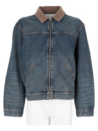 Frame Denim Denim Corduroy Collar Zip Casual Jacket