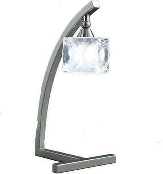 Mantra Mantra L&aacute;mpara De Sobremesa Curva Cuadrax N&iacute;quel Satinado 1xg9 Con Pantalla Cristal 35cm (incl. Bombilla)