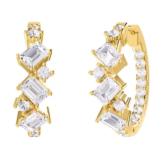 Diamond2Deal 14k Yellow Gold 2.5 Ct Multi Shape Lab Grown Diamond Hoop Earrings VVS-VS, E-F