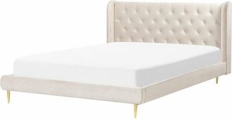Beliani Beliani - Letto matrimoniale velluto beige 160 x 200 cm Forbach