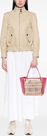 Burberry Pre-owned Womens Small Leather Trimmed Haymarket Check Coated Canvas Canterbury Tote - Beige Textile - One Size