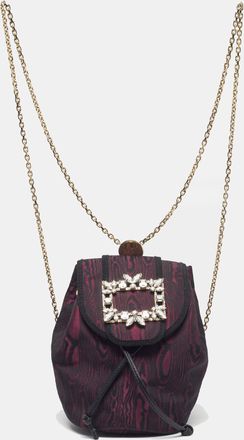 Roger Vivier Broche Mini Purple/black Fabric Drawstring Backpack