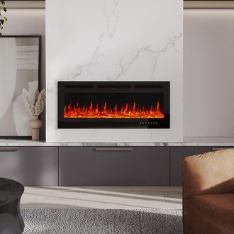 Living and Home Recessed/Wall Mounted Electric Fireplace Adjustable Flame with Remote - 204cm - Living and Home | TJ Hughes