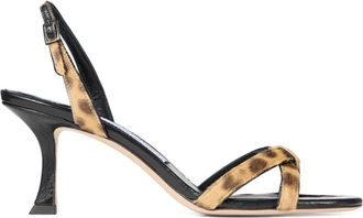 Jimmy Choo London 70mm calf hair-strap sandals - women - Calf Hair/Calf Leather/Goat Skin - 41,5 - Black