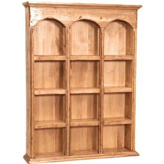 Biscottini International Country-style dsolid lime wood, natural finish W54xDP12xH72 cm sized display wall unit. Made in Italy
