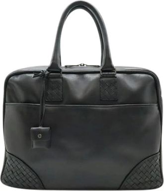 Bottega Veneta Pre-owned Handbags, male, Black, Size: ONE SIZE Pre-owned Intrecciato Leather Briefcase
