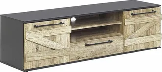 Beliani Beliani - Mobiletto tv in Legno Chiaro e Truciolare Nero Design Rustico 43 cm Salter