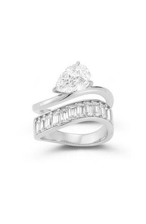 Glaze Jewelry Set of 2 Pear & Baguette Cut Moissanite Stackable Rings in Silver at Nordstrom Rack, Size 9