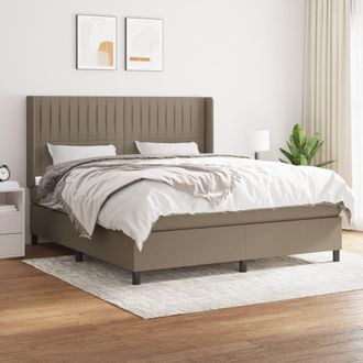 vidaXL Cama Box Spring Con Colch&oacute;n Tela Gris Taupe 160x200 Cm Vidaxl