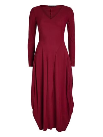 High panelled V-neck midi dress - Red