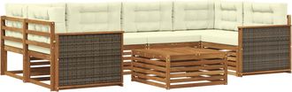 vidaXL Conjunto De Sof&aacute;s De Exterior 7 Uds. Natural Y Crema Vidaxl