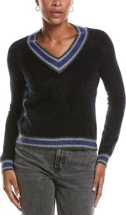 Autumn Cashmere Striped V Cashmere Tennis Sweater