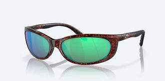 Costa Unisex Fathom Polarized Oval Sunglasses In Tortoise Frame Green Mirror Glass