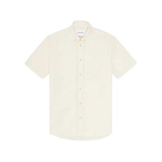 Les Deux Konrad Cotton Linen Ss - Heren - Korte mouwen Overhemden - Beige - M - Katoen - Overhemden