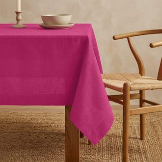 Solino Home Linen Tablecloth for Dining Table, Holiday and Everyday Table Decor - Diana in Festive Fuchsia at Nordstrom, Size X-Small