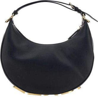 Fendi Black Calf Leather Bos Taurus Shoulder Womens Bag