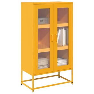 Berkfield Home Highboard Mustard Yellow 68x39x123 cm Steel | Size: 68 x 39 x 123 cm