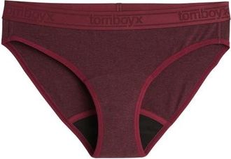 TomboyX First Line Stretch Cotton Period Bikini in Black Cherry Heather at Nordstrom, Size X-Small