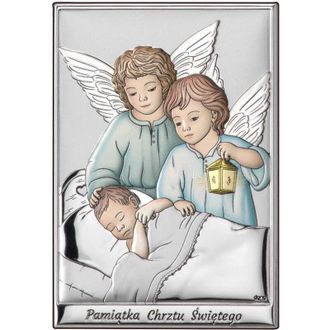 OEM Imagen Color Plata De &Aacute;ngeles Sobre Un Ni&ntilde;o, Recuerdo Del Santo Bautismo Ds09c 10 X 14 Cm