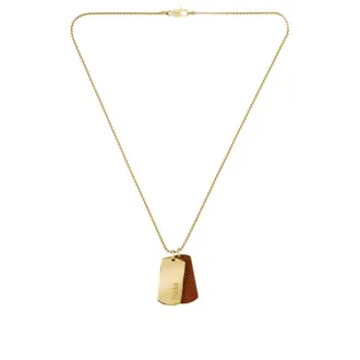 BOSS Gold-tone necklace with double-tag pendant