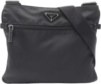Prada Pre-owned Cross Body Bags, female, Black, Size: ONE SIZE Pre-owned Nylon Cross Body Bag