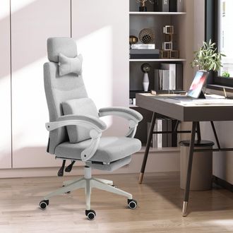 STILVORA Stilvora Sedia Da Ufficio Ergonomica Regolabile Girevole A 360&deg; Con Poggiapiedi, In Poliestere, Grigio