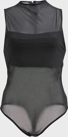 Alice & Olivia Nichol Mock-Neck Mesh Bodysuit