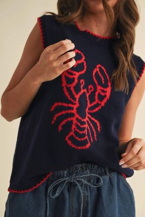 Asos Lobster Sweater In Blue/red