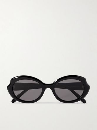 Loewe Occhiali Da Sole In Acetato Con Montatura Ovale - Nero