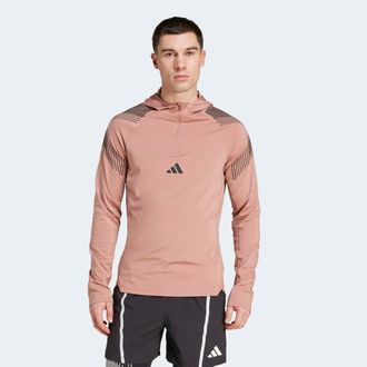 adidas Trainingsjacke ADIDAS PERFORMANCE PRO-SERIES QUARTER ZIP HOODED, Herren, Gr. L, rosa (warm clay), Obermaterial: 83% Polyester, 17% Elasthan, Jacken Tr