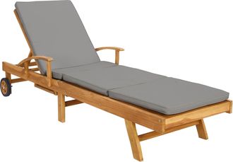 vidaXL Tumbona Con Coj&iacute;n 100% Poli&eacute;ster Y Teca S&oacute;lida Vidaxl