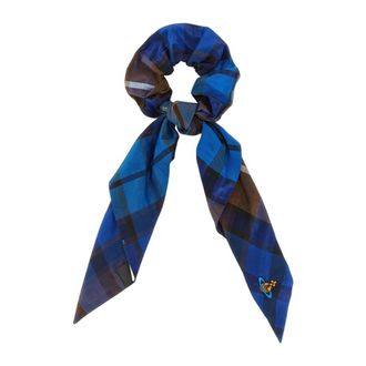 Vivienne Westwood Tartan Orb Haar Scrunchie - Dames - Accessoires - Blauw - Maat: ONE Size