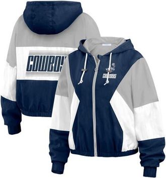 WEAR by Erin Andrews Womens WEAR by Erin Andrews Navy Dallas Cowboys Plus Size Color Block Full-Zip Windbreaker Jacket at Nordstrom, Size 1X