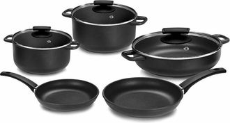 Olympia Batteria di Pentole 8 Pezzi in Alluminio Pressofuso Antiaderente Olympia Supreme