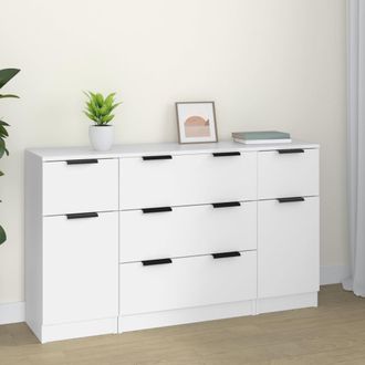 vidaXL Vidaxl - Set De Aparador De 3 Piezas De Madera Contrachapada Blanco