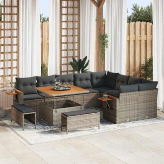 vidaXL Conjunto De Sof&aacute; De Jard&iacute;n 12 Pcs Gris 100 X 100 X 71 Cm Vidaxl