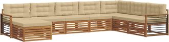 vidaXL Conjunto De Sof&aacute;s De Exterior 8 Uds. Natural Y Beige Vidaxl