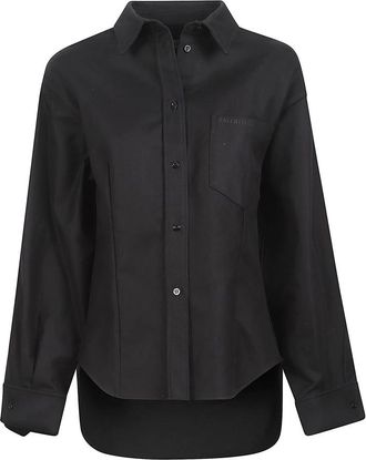 Balenciaga Classic Shirt - Dames - Overhemden - Zwart - 2XS - Katoen - Overhemden