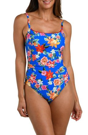 La Blanca Modern One-Piece Swimsuit in Blue Multi at Nordstrom, Size 14