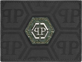 Philipp Plein Creditcardhouder Monogram - Heren - Portefeuilles - Zwart - ONE Size - Leer - Accessoires