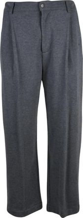 Brunello Cucinelli Tuta Wijde Broek - Dames - Wijde Broeken - Grijs - XS - Katoen - Broeken