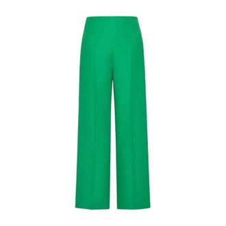 Valentino Garavani Broeken, Dames, Groen, M, Groene Op Maat Gemaakte Crepe Broek