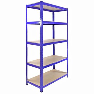 MonsterShop 5 x 90cm Blue Storage Racks with 4200kg Capacity, Free Bay Connectors | Size: 5 x 90 cm