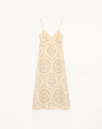 Valentino Midi Dress In Floral Stamp Blanket Wo