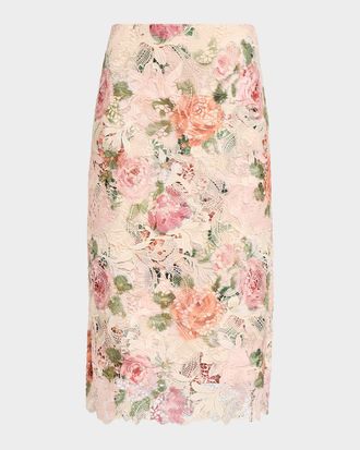 Emanuel Ungaro Claro Floral Lace Midi Skirt